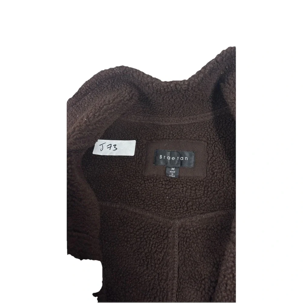 Braetan Brown‎ Sherpa Lined Faux Suede Jacket Women's M Button Front Cozy Warm